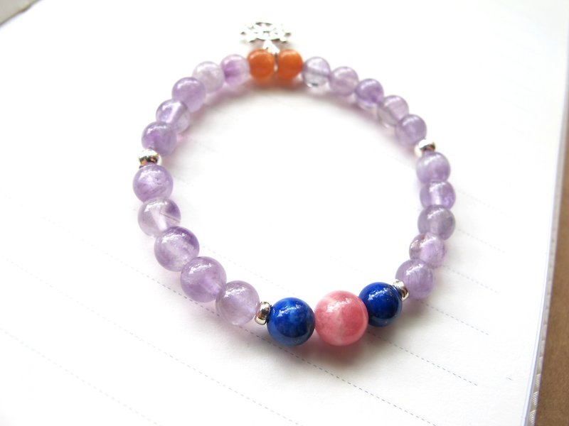 [Direction] Rhodochros x lapis lazuli x Sunstone x x 925 silver - handmade natural stone series - Bracelets - Gemstone Purple