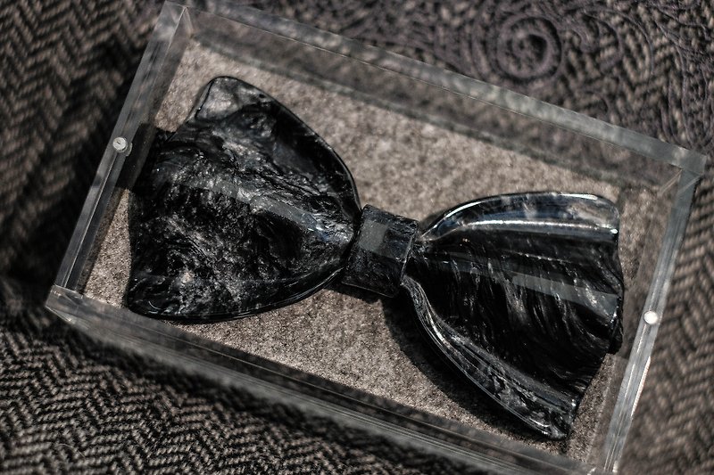 Mils Marble Black Acetate Hand Bowknot - Ties & Tie Clips - Plastic Black