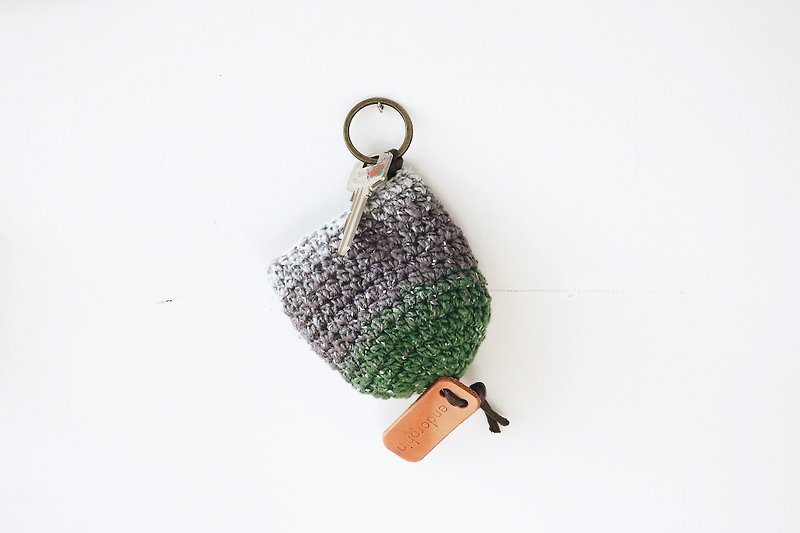 [endorphin] braided key bag (leather custom printed) - Keychains - Cotton & Hemp Green