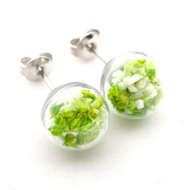 OMYWAY Handmade Dried Flower - Glass Globe - Earrings  1cm - ต่างหู - แก้ว 