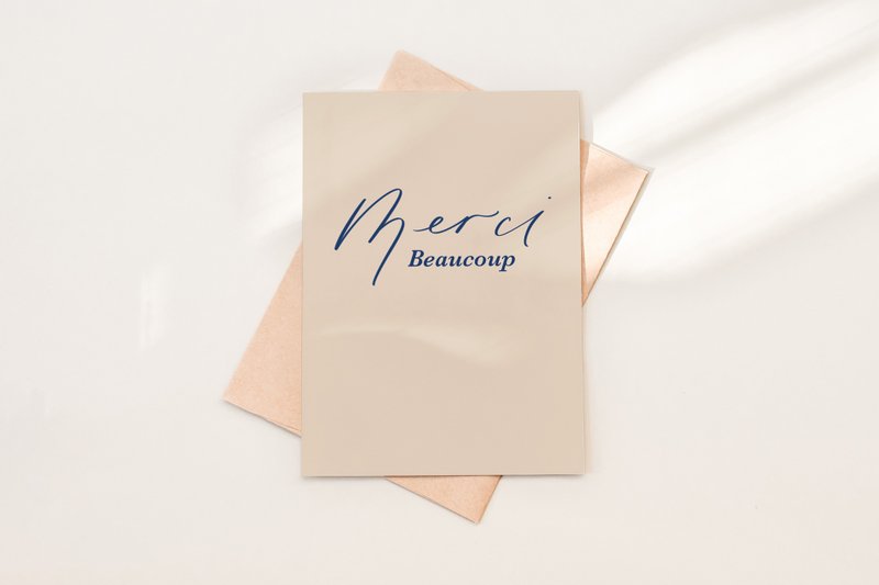 Merci Beaucoup Hand Lettered Card - การ์ด/โปสการ์ด - กระดาษ สีนำ้ตาล