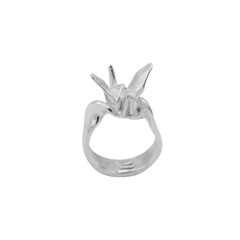 Origami Crane ring 1 silver 99.9 - แหวนทั่วไป - เงิน สีเงิน