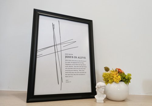 LIGHT 要有光 Jesus is alive北歐實木立畫框擺飾/福音禮品/喬遷/受洗/基督教商