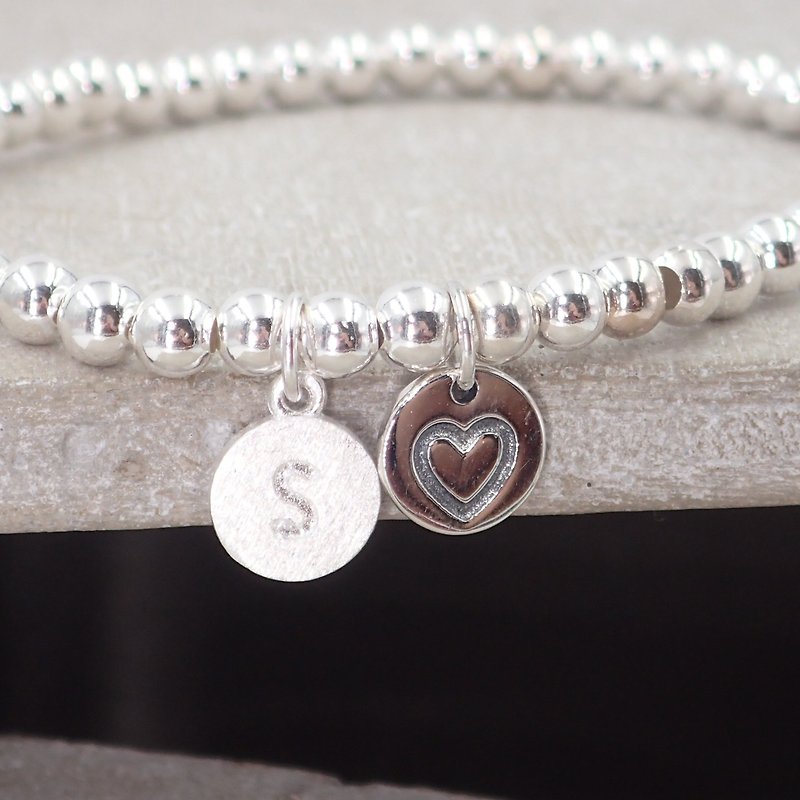 VALENTINES DAY 2018--B10055 Sweet Heart Initial S925 Bracelet COUPLE SET - Bracelets - Other Metals Silver