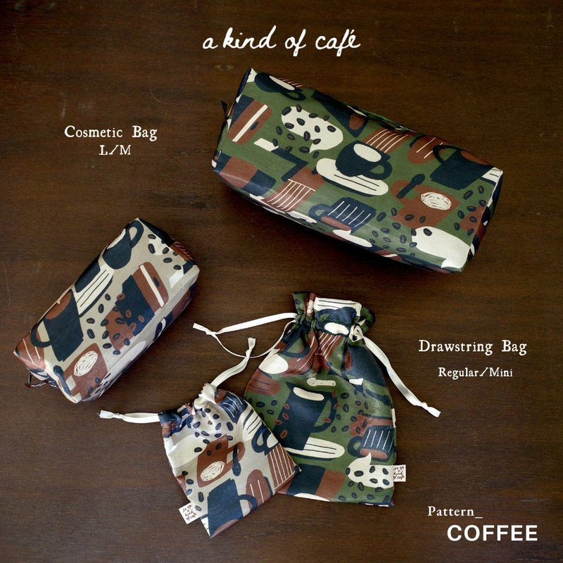 New Product [Miscellaneous Items] | Miscellaneous Objects Storage Series | Coffee Printing COFFEE - Toiletry Bags & Pouches - Polyester Green