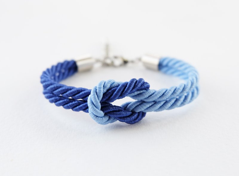 Admiral blue / Matte cornflower blue tie the knot rope bracelet - 手鍊/手鐲 - 其他材質 藍色