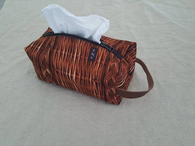 [Linkkimokki] home's face paper bag (vine basket) - กล่องทิชชู่ - ผ้าฝ้าย/ผ้าลินิน 