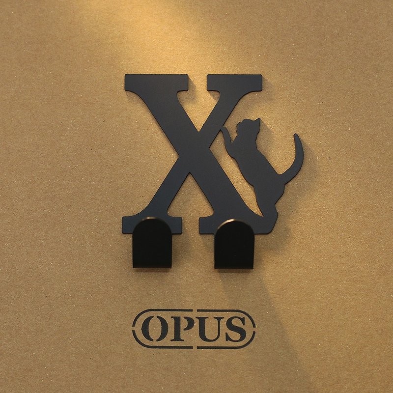 【OPUS東齊金工】當貓咪遇上字母X - 掛勾(黑)/壁飾掛勾/造型無痕 - 壁貼/牆壁裝飾 - 其他金屬 黑色