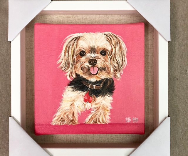手描きのペットの肖像画、あなたのペットのオリジナル油絵、犬の