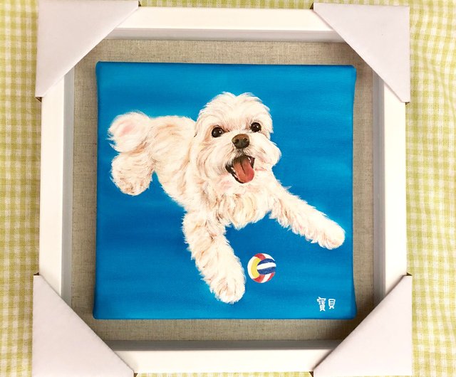 手描きのペットの肖像画、あなたのペットのオリジナル油絵、犬の