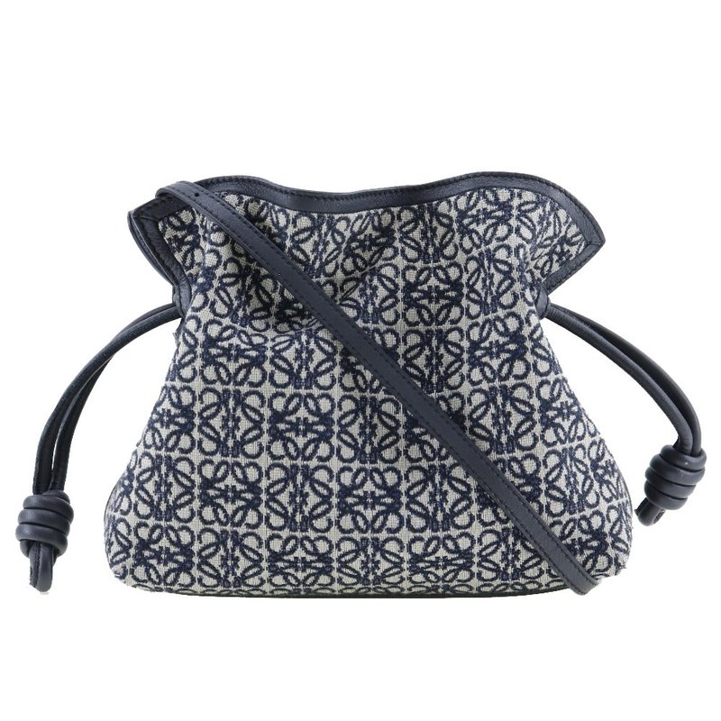 【日本直送】ロエベ LOEWE フラメンコクラッチ ショルダーバッグ アナグラム A411FC2X24 カーフ×ジャガード 紺 レディース【中古】 - 側背包/斜背包 - 真皮 藍色