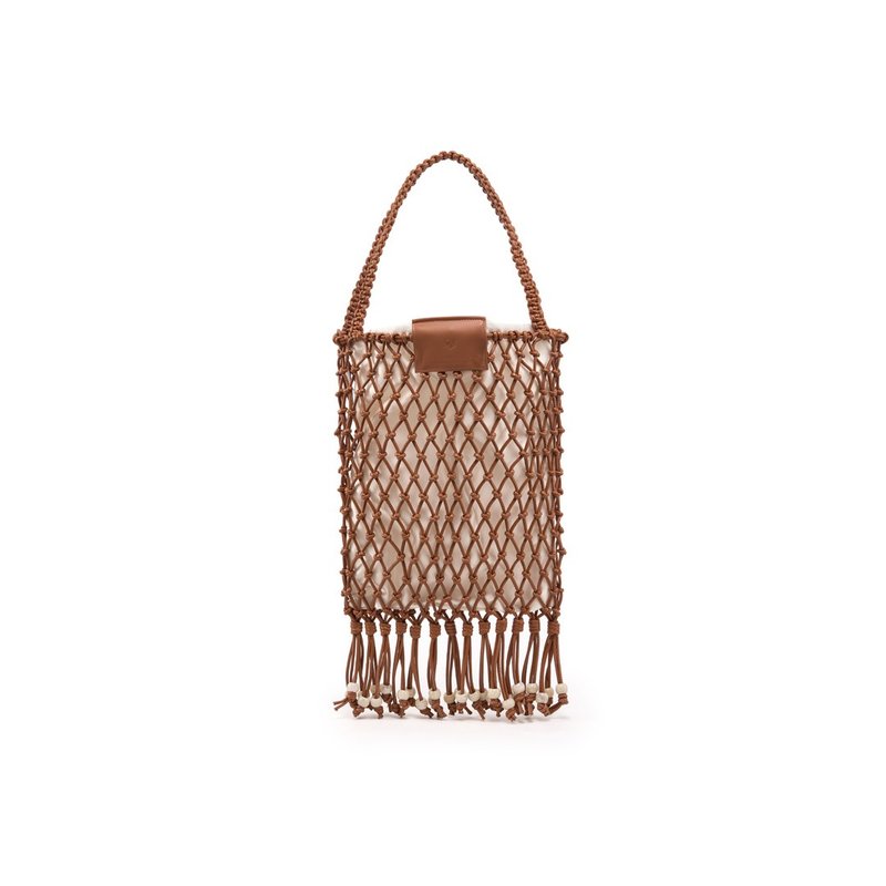The Solace Tote 玉米基 素皮革 編織包 側背包 手拿包 棕色 - 側背包/斜背包 - 人造皮革 咖啡色