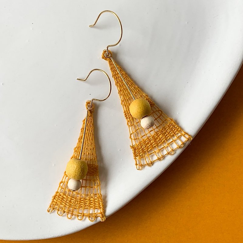 Nanduti earrings bright yellow - Earrings & Clip-ons - Thread Yellow