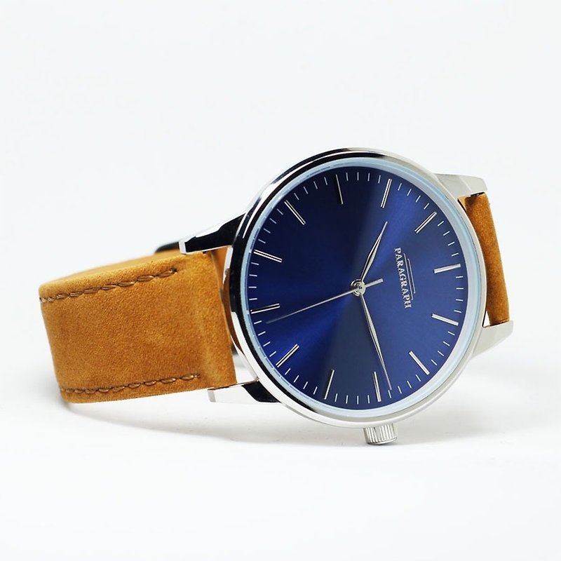 Minimal Watches - The 42 Series / Blue and brown - นาฬิกาผู้ชาย - สแตนเลส สีน้ำเงิน