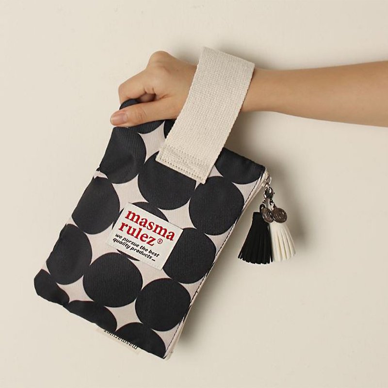Korean designer brand Masmarulez anesthetic clutch - Black big dot - Clutch Bags - Nylon 