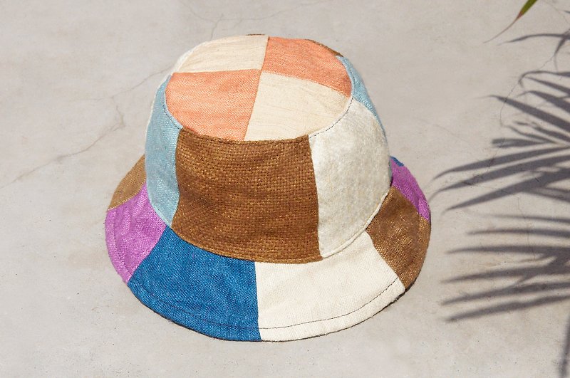Valentine's Day gift limit a land of forest wind stitching hand-woven cotton Linen cap / hat / visor / hat Patchwork / handmade hat - Tropical South America bright color stitching by hand cap - หมวก - ผ้าฝ้าย/ผ้าลินิน หลากหลายสี