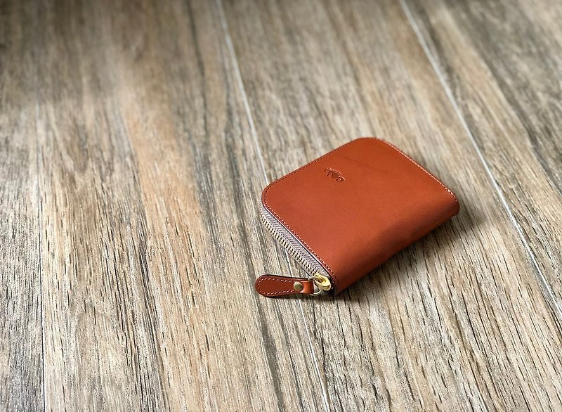【Takumicsタクミクス】Zipper Wallet  Italian Vegetable Tanned Leather - Wallets - Genuine Leather Brown