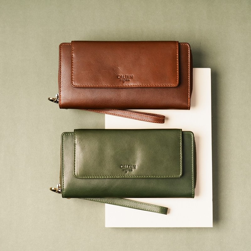 【24hr快速出貨】Cozy掀蓋式大容量真皮長夾 - 075370(兩色) - 錢包/皮夾/長短夾 - 真皮 咖啡色