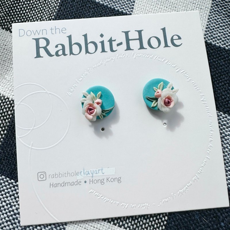 Spring Blossom Stud Earrings | Handmade Polymer Clay Earrings - ต่างหู - วัสดุอื่นๆ 