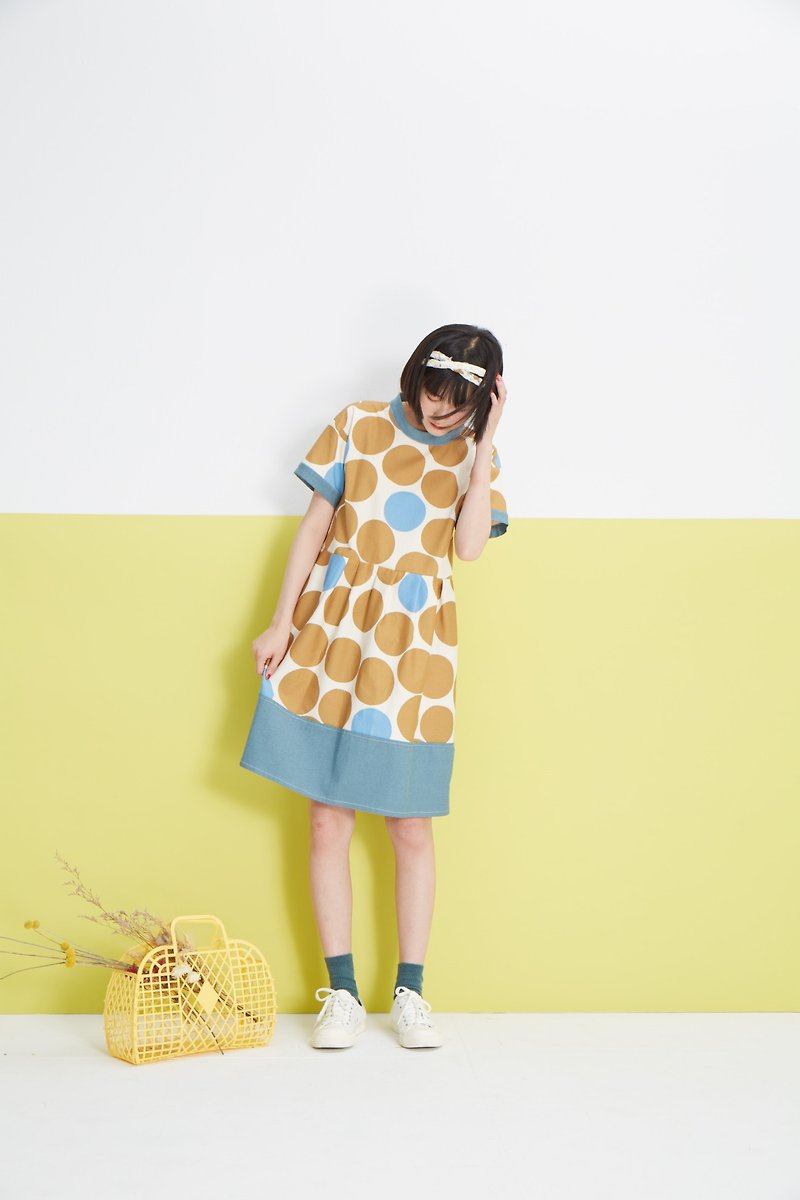 Little blue dress Yuanqun little middle / large ki い Talasite APICAL ワ ー nn su (only one oh!) - One Piece Dresses - Cotton & Hemp Yellow