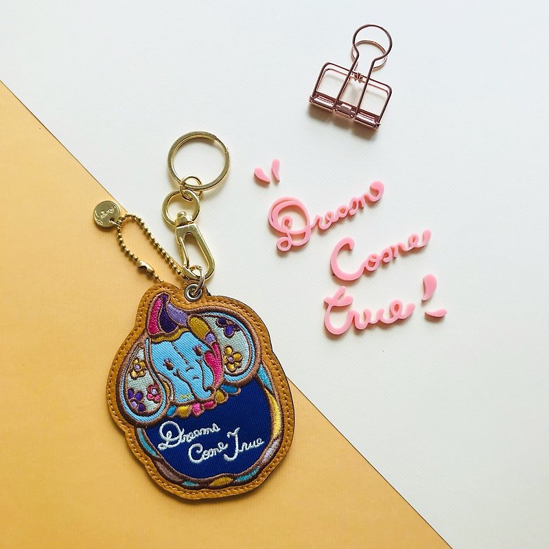 Amy's big eared leather zipper x key ring. hanging ornaments - Keychains - Genuine Leather Multicolor
