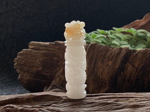 淳玉晶品坊 快速出貨 天然緬甸玉翡翠貔貅印章 白翡撒金料 圓印 開運印鑑