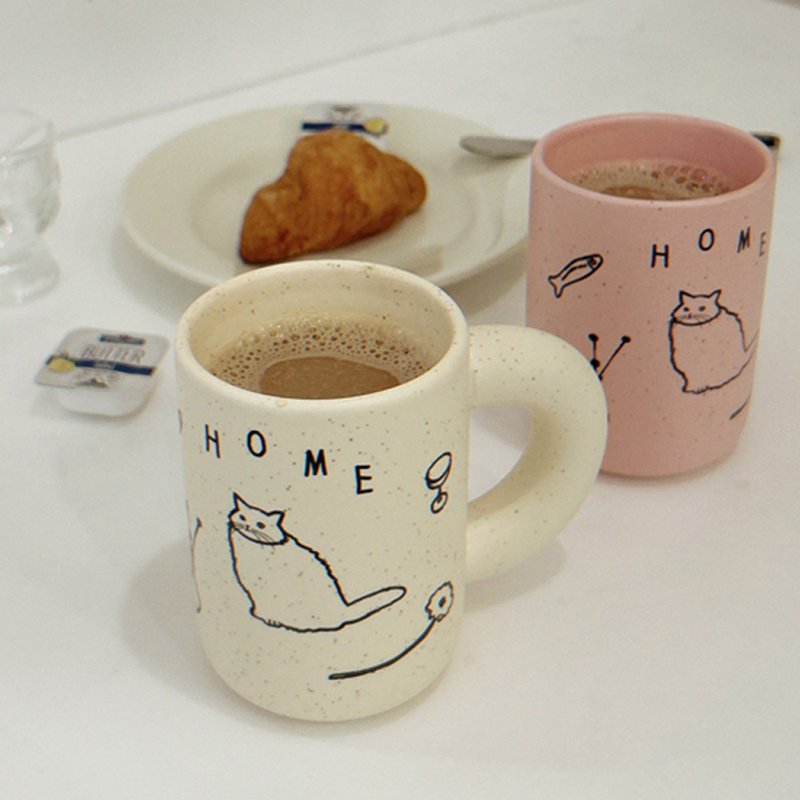 【CINDY CHIEN】HOME CAT胖手把芝麻點馬克杯 - 咖啡杯/馬克杯 - 陶 