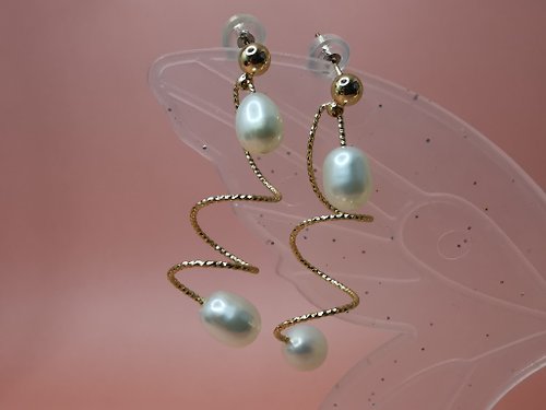 Athena珍珠設計 旋轉天然珍珠耳環手作