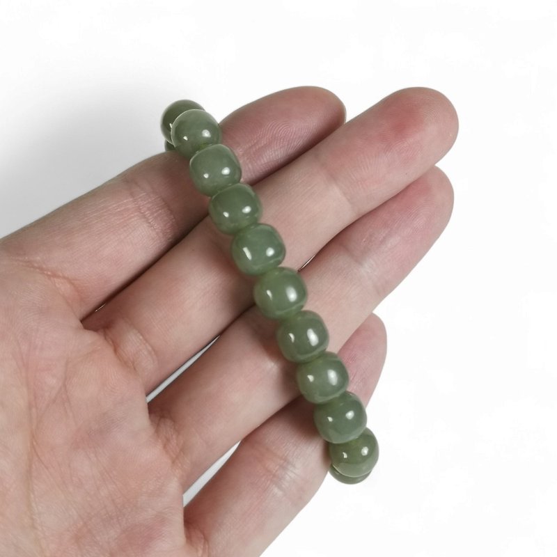 Bogu Collection Natural Khotan Jade Lake Aqua Green Hand Beads Old Type Beads Bracelet Beaded Bracelet Accessories 10mm - Bracelets - Jade 