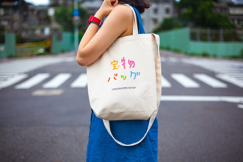 Deerhorn design / Deerhorn treasure bag canvas bag shoulder carry side carry - Messenger Bags & Sling Bags - Other Materials White