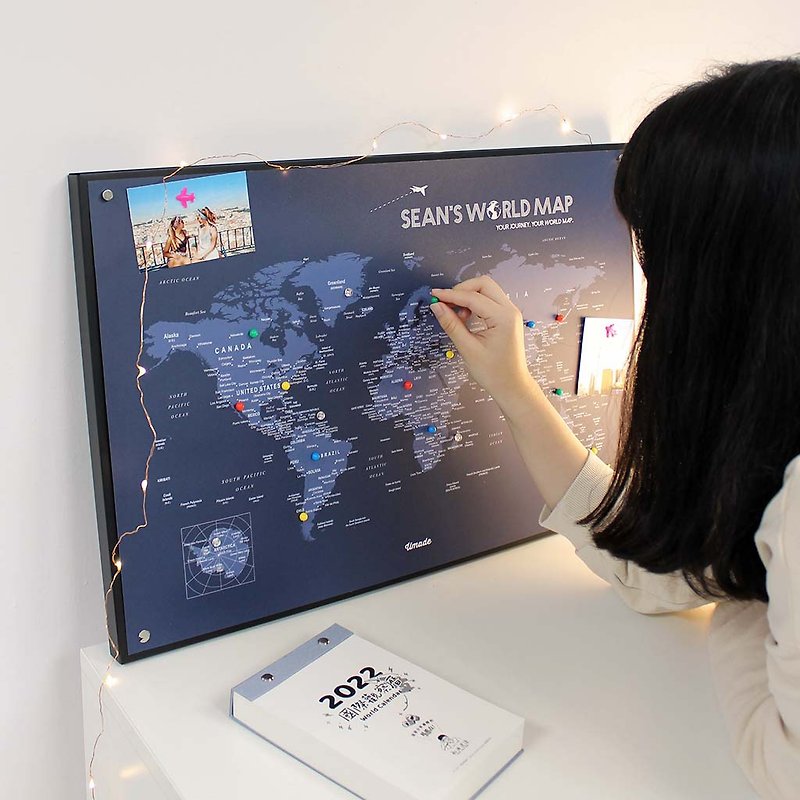 World Map - Customized Magnetic Series Posters - Navy Blue (Customized Gift) - Individual Posters - โปสเตอร์ - กระดาษ สีน้ำเงิน