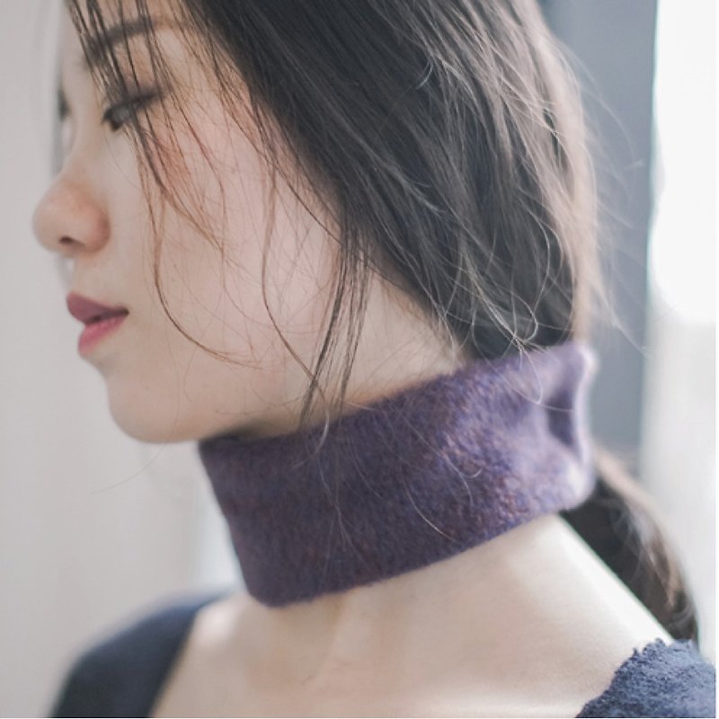 Aromatherapy purple alpaca wool double-sided fastener + corduroy collar perfect match low collar dress | Fan Tata original independent design brand Women - Scarves - Wool Purple