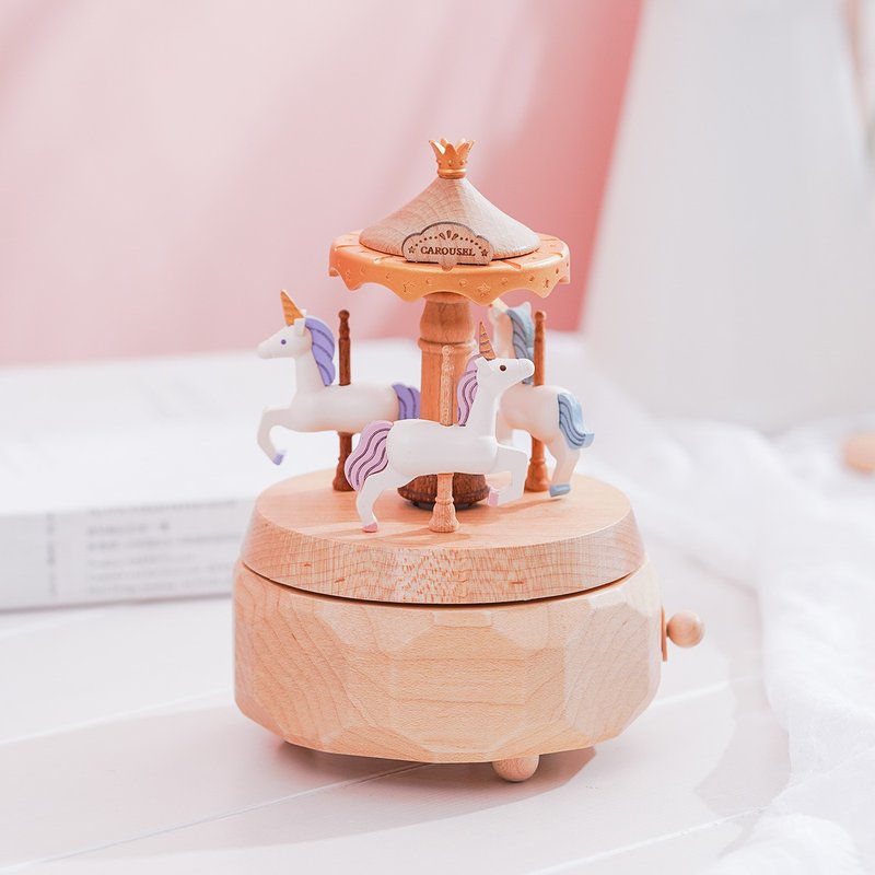 【Carousel】Double Rotate Music Box | Wooderful life - Items for Display - Wood Multicolor