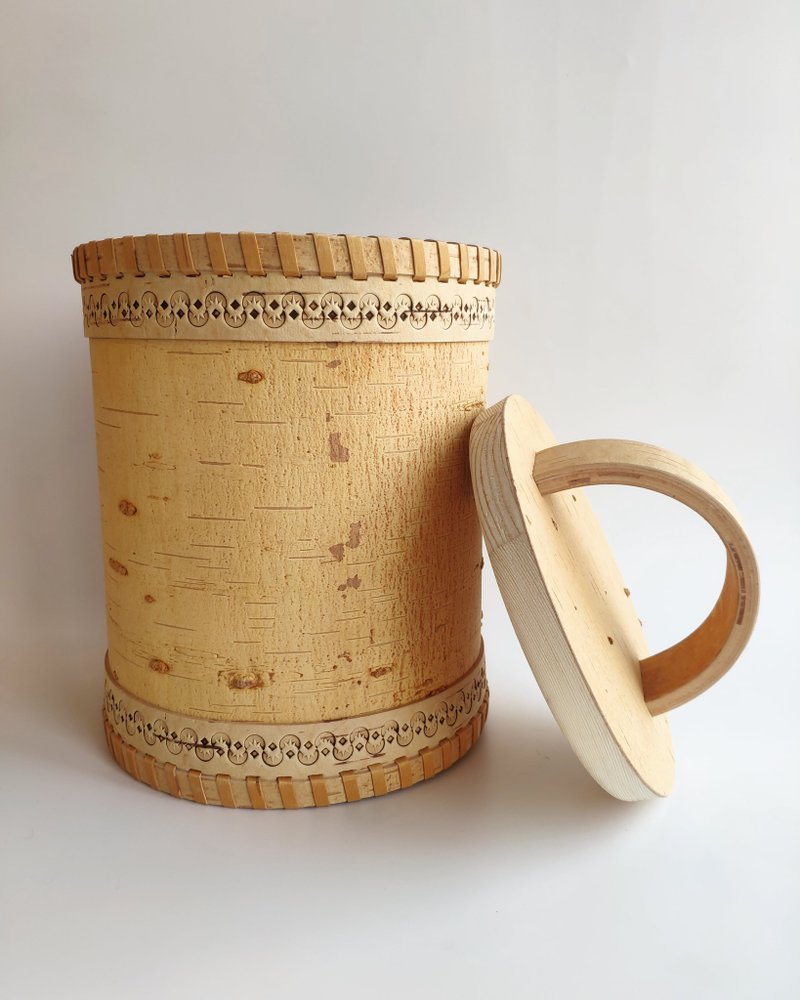 Birch bark box, birch bark canister, tea box - ขวดใส่เครื่องปรุง - ไม้ 