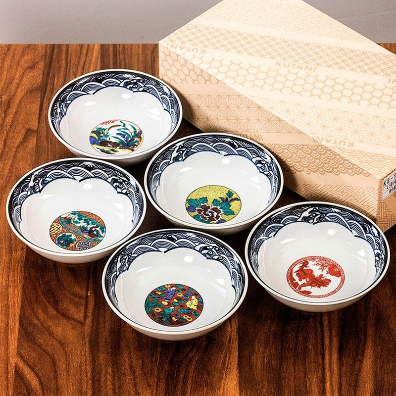日本進口九谷燒時代繪畫風復古陶瓷碗小湯缽小菜碗拉麵碗中缽餐具 - 碗 - 瓷 
