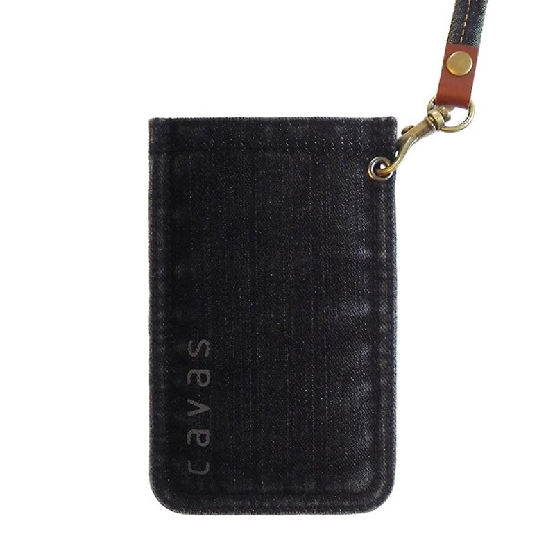 Pocket 6 - black + Demin Neck Strap - Phone Cases - Cotton & Hemp Black