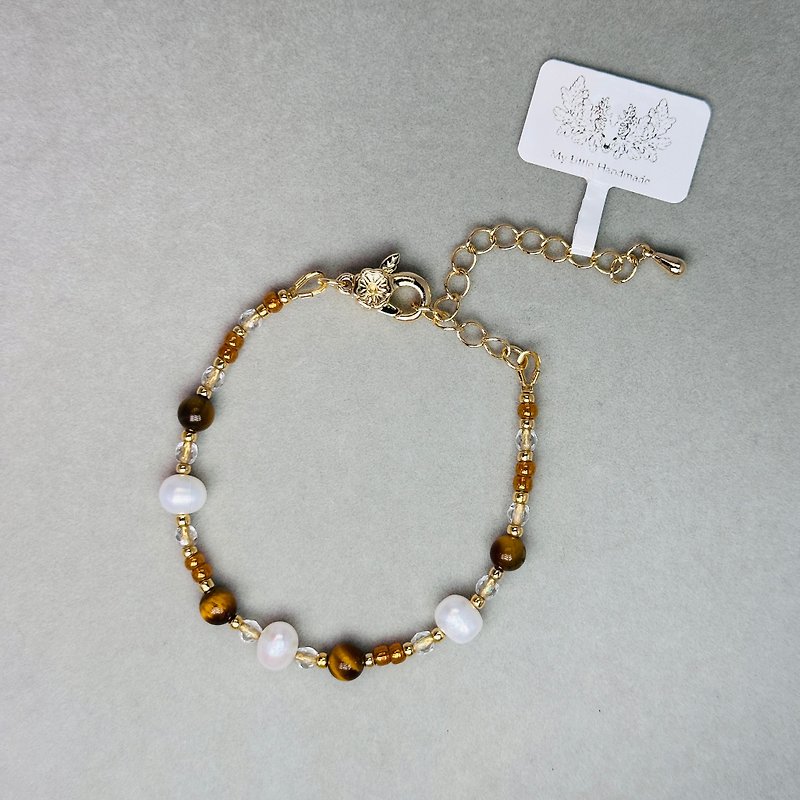 Natural freshwater pearl + semi- Gemstone bracelet JW15H-001 - สร้อยข้อมือ - ไข่มุก หลากหลายสี