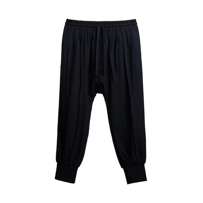 Low Crotch Pants - 男長褲/休閒褲 - 聚酯纖維 黑色