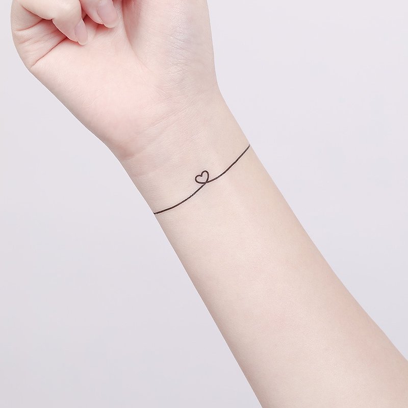 刺青紋身貼紙 - 愛心線 Surprise Tattoos 2入 - 紋身貼紙/刺青貼紙 - 紙 黑色