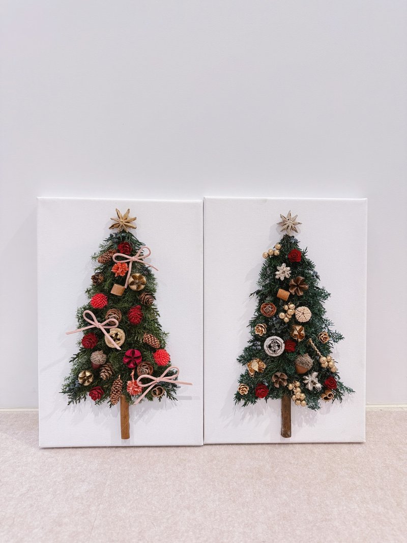 聖誕限定 聖誕樹永生花畫布/聖誕佈置/交換禮物/療癒掛畫 - 擺飾/家飾品 - 植物．花 