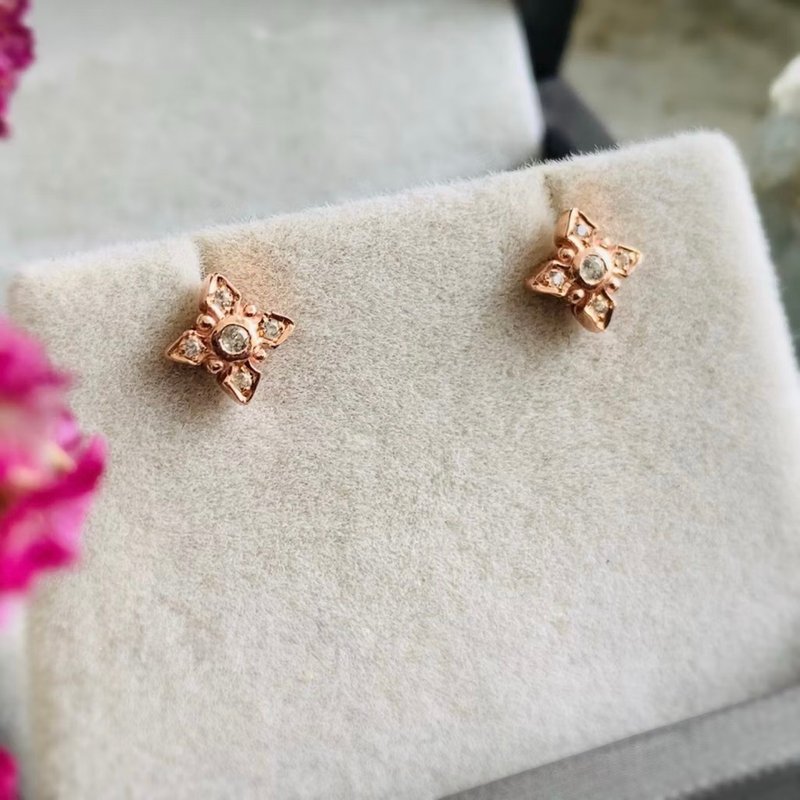 維多利亞風格白色鋯石耳環 - 耳環/耳夾/耳骨夾 - 半寶石 白色