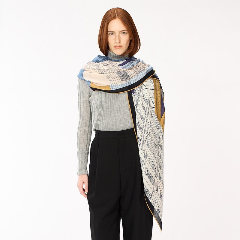 PARIS/NAVY - Knit Scarves & Wraps - Wool Blue