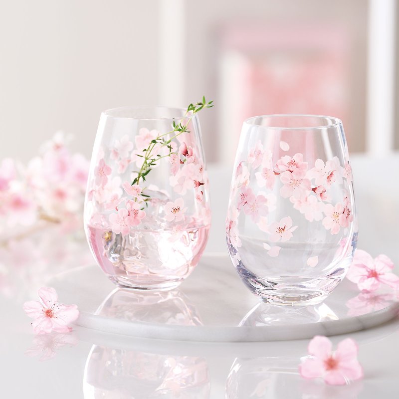 Flower lover Pattern Sakura Pair Set Hanafumi Sakura - Cups - Glass Transparent