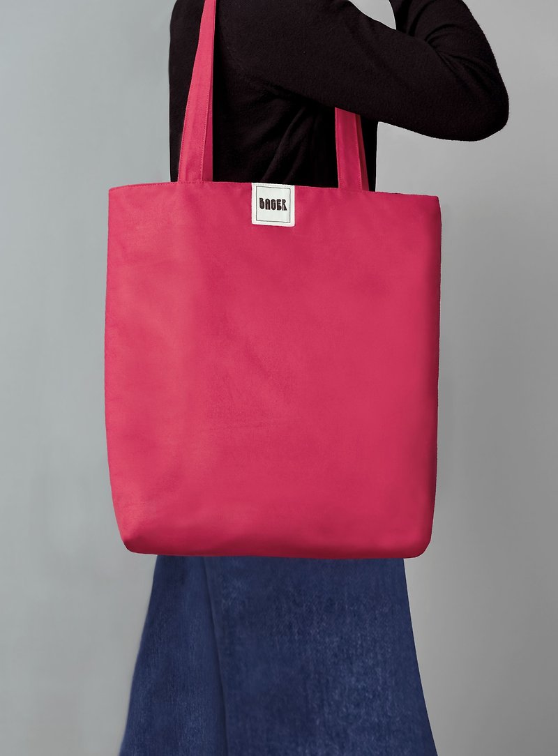 Muji Minimalist Plain Shoulder Canvas Bag (Large) / Peach - กระเป๋าแมสเซนเจอร์ - ผ้าฝ้าย/ผ้าลินิน สึชมพู