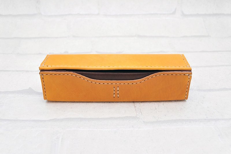 Customized MICO hand-sewn leather square pencil case - กล่องดินสอ/ถุงดินสอ - หนังแท้ 