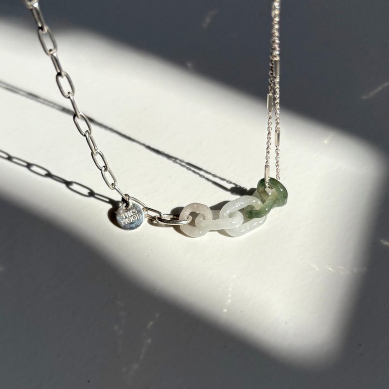 [Sterling Silver Necklace] 3 Way Jasper Chain - Necklaces - Jade Silver