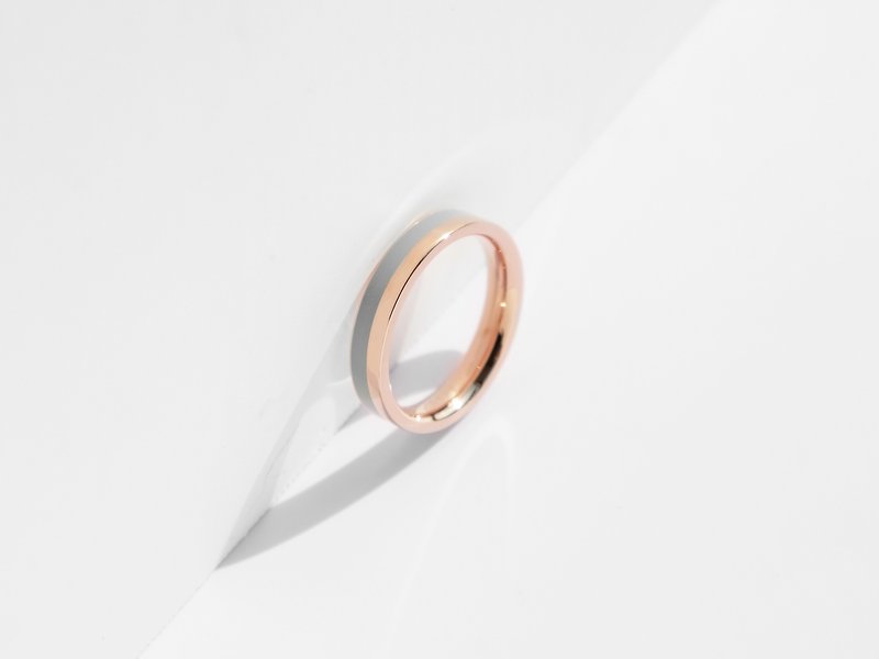 Fusion 鈦鋼戒指 | 玫瑰金 x 灰 | 客製刻字 - 戒指 - 不鏽鋼 金色