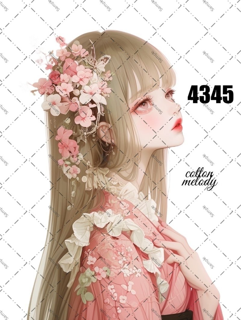 original sticker no.4345 人物ステッカー オリジナルステッカー オリジナル人物ステッカー 装飾ステッカー cotton melody - 貼紙 - 紙 