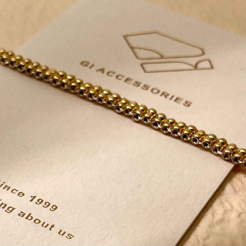 GI designer lucky gold pearl sterling silver injection gold transshipment Stone natural spar - สร้อยข้อมือ - ไข่มุก สีกากี