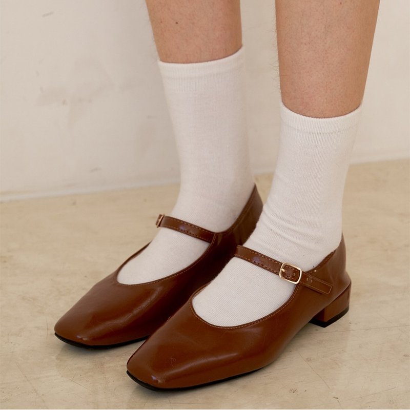 PRE-ORDER SPUR Riley mary jane 萊利瑪麗珍平底鞋 SA9011 BROWN - 女皮鞋 - 其他材質 